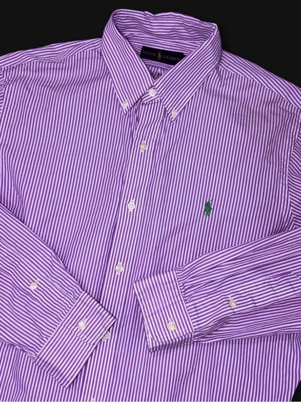 Ralph Lauren Purple and White Stripe Button-Down Shirt